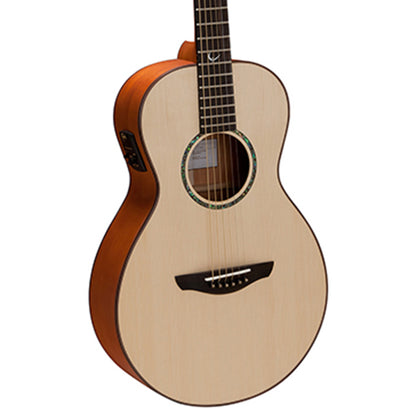 Faith FME Natural Mercury Electro Parlour Size Full Solid Acoustic Guitar with Case