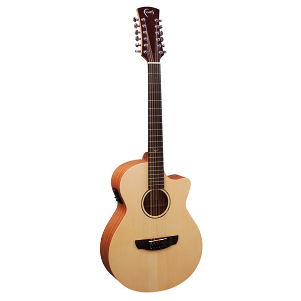 Faith FKV12 Natural Naked Venus 12 String Cutaway Electro Full Solid Acoustic Electric Guitar Fishman Pickup with Case