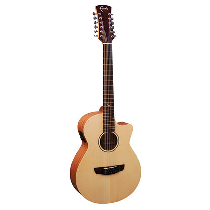 Faith FKV12 Natural Naked Venus 12 String Cutaway Electro Full Solid Acoustic Electric Guitar Fishman Pickup with Case