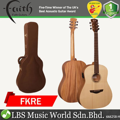 Faith FKRE Naked Mars Electric Acoustic (Non-Cut) Dreadnought Size Full Solid Mahogany Natural Guitar Fishman Pickup