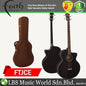 Faith FTJCE Eclipse Jupiter Titan Full Bodied Jumbo Full Solid Black Acoustic Electric Bass Guitar Pickup with Case