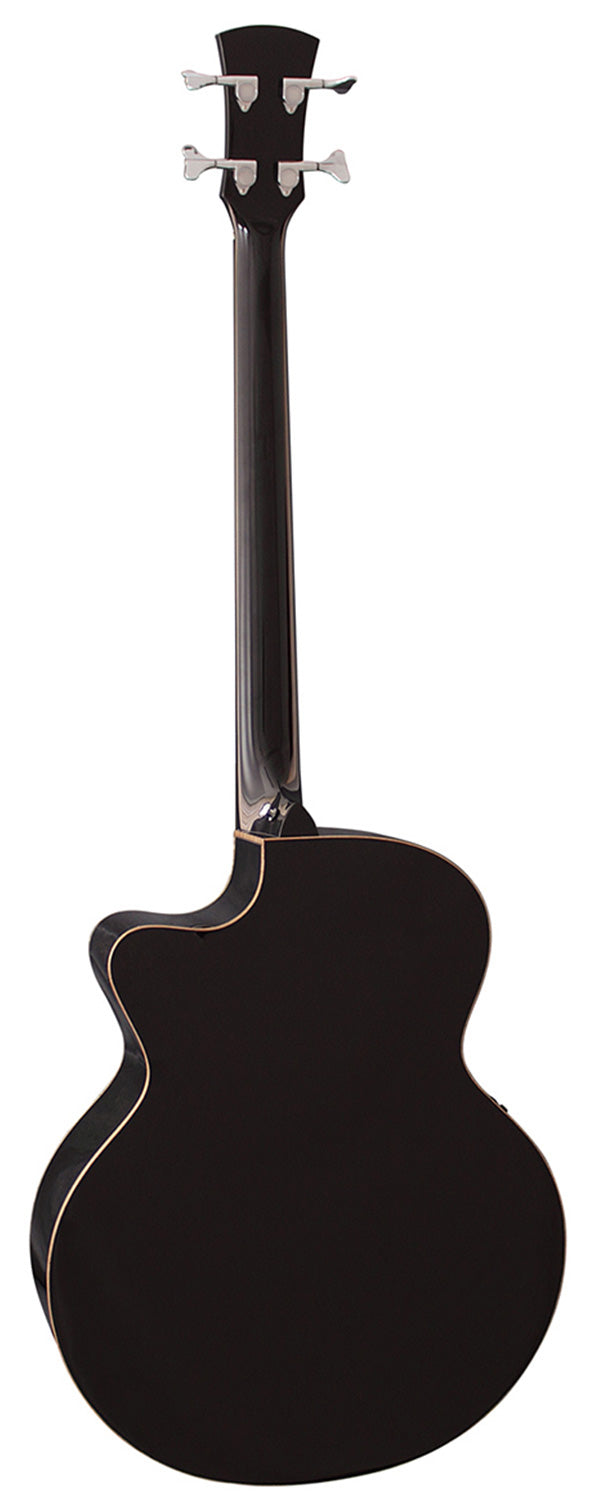 Faith FTJCE Eclipse Jupiter Titan Full Bodied Jumbo Full Solid Black Acoustic Electric Bass Guitar Pickup with Case