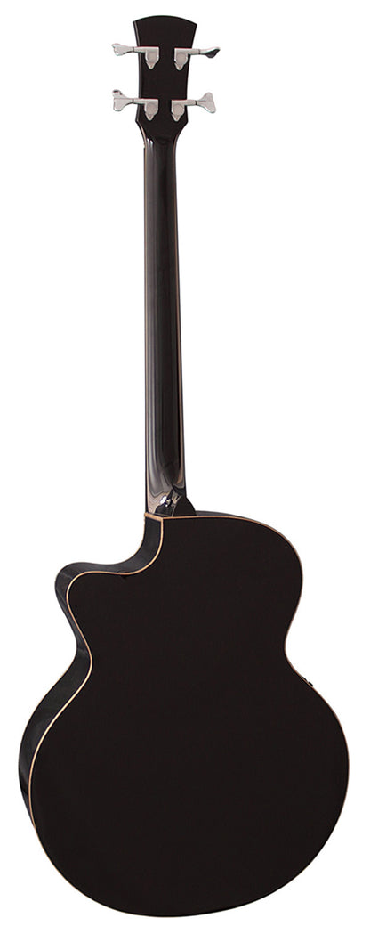 Faith FTJCE Eclipse Jupiter Titan Full Bodied Jumbo Full Solid Black Acoustic Electric Bass Guitar Pickup with Case