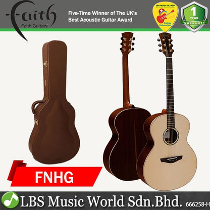 Faith FNHG HiGloss Neptune Full Sized Jumbo Solid Acoustic Guitar with Case