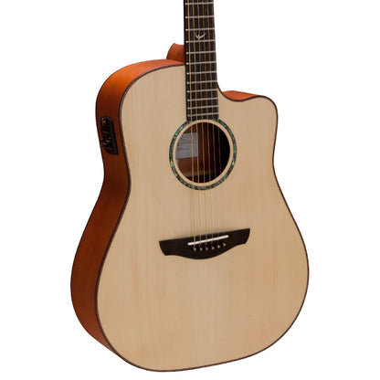 Faith FSCE Natural Saturn Cutaway Electro Dreadnought Full Solid Acoustic Electric Guitar Pickup with Case