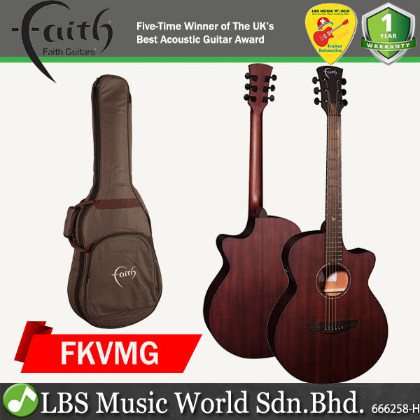 Faith FKVMG Naked Venus Cutaway Electric Acoustic Guitar Full Solid Mahogany Fishman Amp