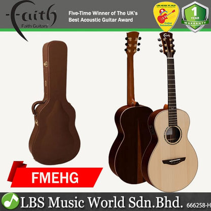 Faith FMEHG HiGloss Mercury Electro Scoop Parlour Acoustic Electric Guitar Fishman INK3 Pickup with Case