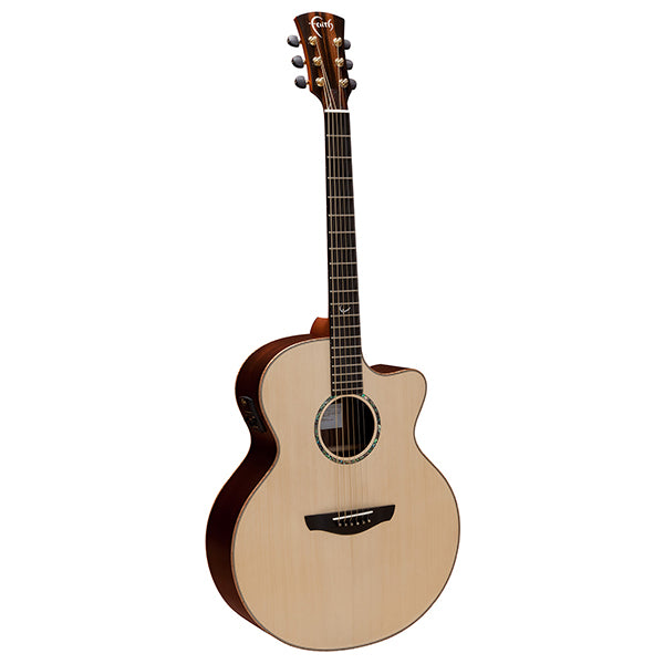 Faith FJCEHG HiGloss Jupiter Cutaway Electro Full Bodied Jumbo Solid Acoustic Electric Guitar Pickup with Case