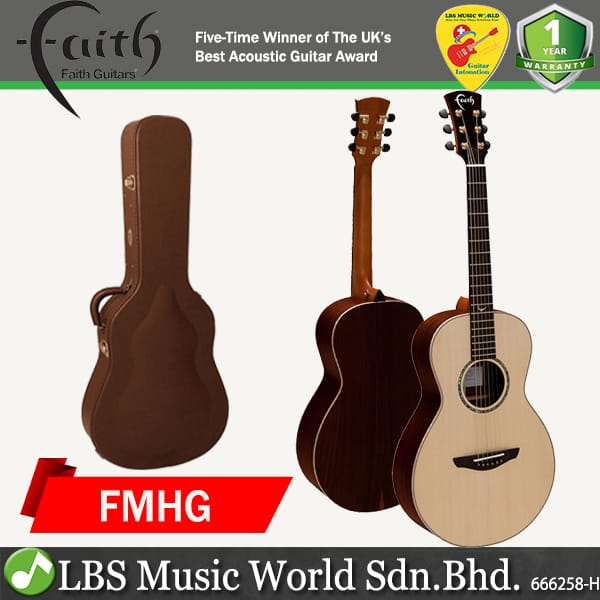 Faith FMHG HiGloss Mercury Parlour Full Solid Acoustic Guitar with Case