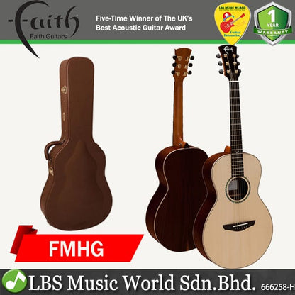 Faith FMHG HiGloss Mercury Parlour Full Solid Acoustic Guitar with Case