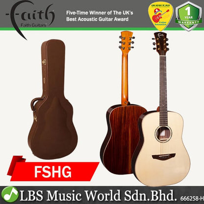 Faith FSHG HiGloss Saturn Dreadnought Full Solid Acoustic Guitar with Case