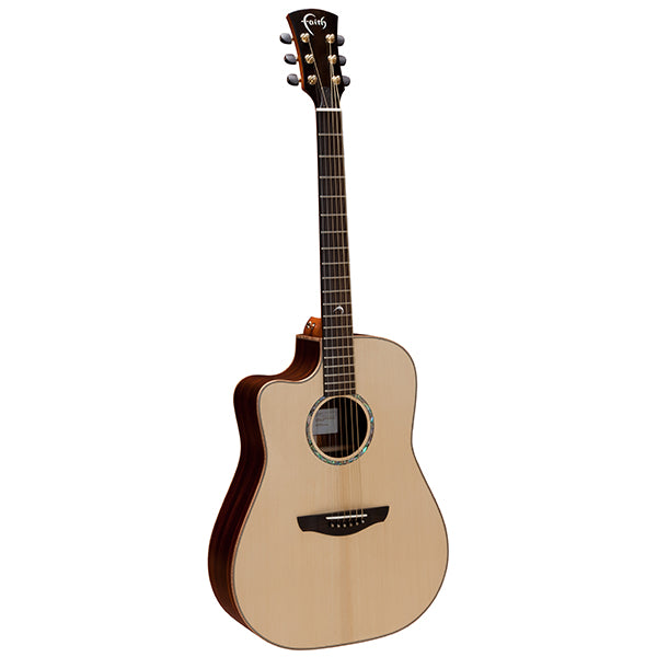 Faith FSCEHGL HiGloss Saturn Cutaway Electro Lefthanded Dreadnought Full Solid Acoustic Electric Guitar Pickup with Case