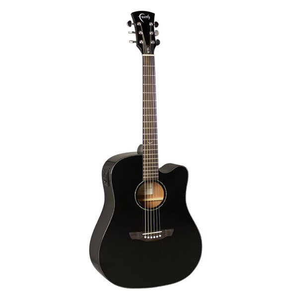 Faith FASCEBK Apollo Saturn Dreadnought Acoustic Electric Guitar Black With Bag (FASCE BK)