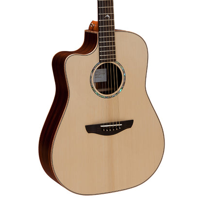 Faith FSCEHGL HiGloss Saturn Cutaway Electro Lefthanded Dreadnought Full Solid Acoustic Electric Guitar Pickup with Case