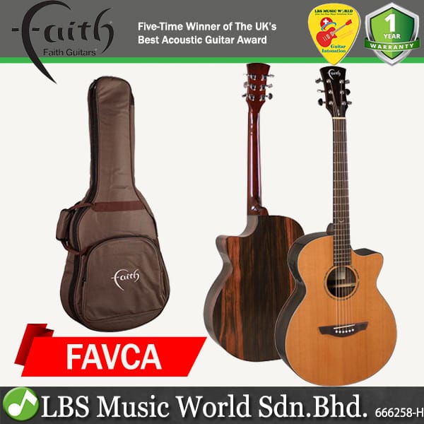 Faith FAVCA Apollo Venus Cutaway Acoustic Electric Folk Guitar With Bag (Natural Cedar)