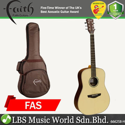 Faith FAS Apollo Saturn Dreadnought Acoustic Electric Folk Guitar with Bag (Natural)