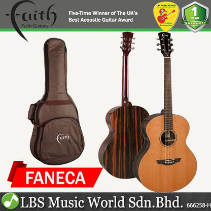 Faith FANECA Apollo Neptune Solid Top Acoustic Electric Folk Guitar With Bag (Cedar)