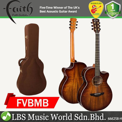 Faith FVBMB Blood Moon Venus Solid Trembesi Acoustic Electric Folk Guitar with Pickup and Hard Case (Award Winning Model)