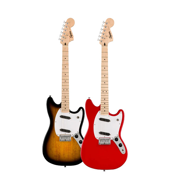 Squier By Fender Sonic Mustang Electric Guitar with White Pickguard Maple FB