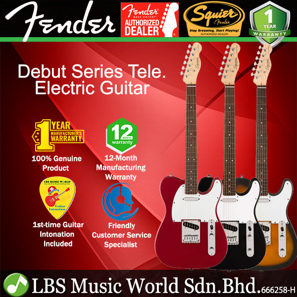 Squier by Fender Debut Telecaster Electric Guitar with White Pickguard Laurel FB