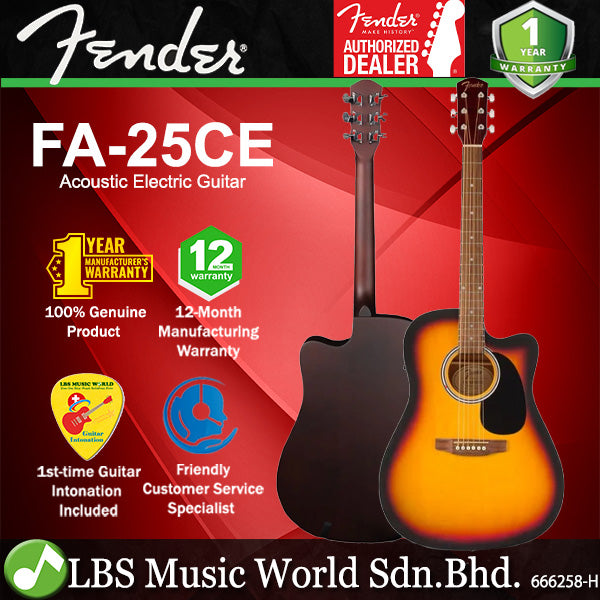 Fender FA-25CE Dreadnought Body Walnut Fingerboard Acoustic Electric Guitar (FA25CE FA 25CE)