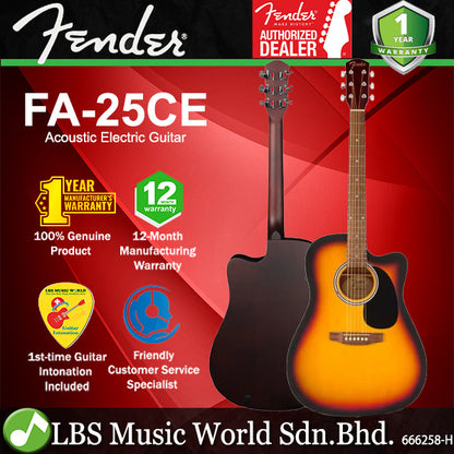 Fender FA-25CE Dreadnought Body Walnut Fingerboard Acoustic Electric Guitar (FA25CE FA 25CE)
