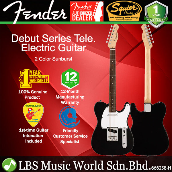 Squier by Fender Debut Telecaster Electric Guitar with White Pickguard Laurel FB