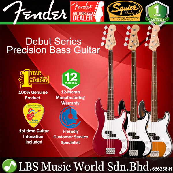 Squier by Fender Debut Precision 4 String Bass Guitar with SS Pickup and Laurel Fingerboard