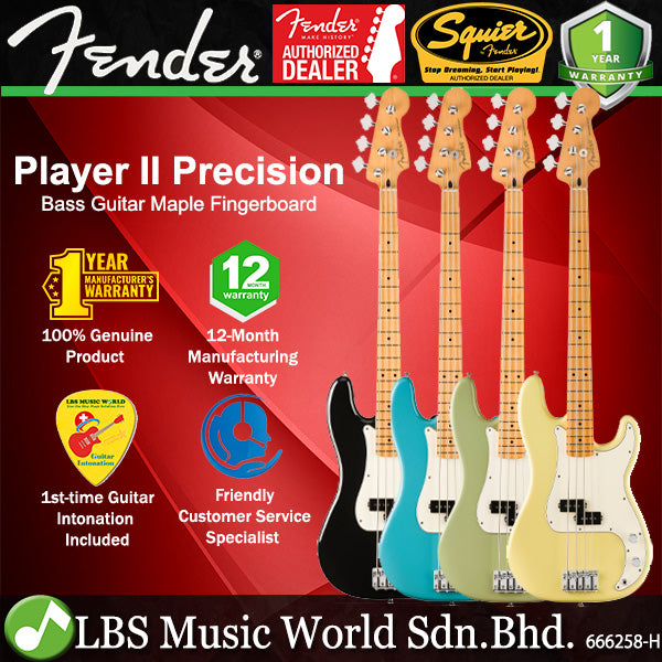 String Base Player Fender Player II Precision 4 String Bass Guitar with Maple Fingerboard ...