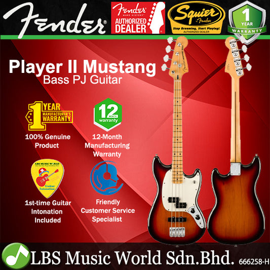 Fender Player II Mustang 4 String Bass PJ Guitar with Maple Fingerboard