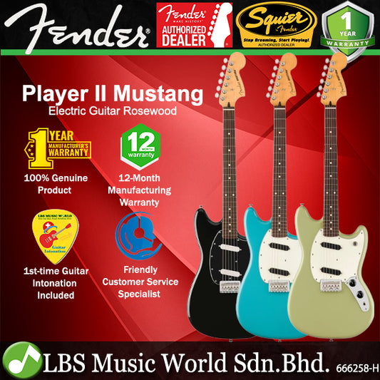 Fender Player II Mustang Alder Body Electric Guitar with SS Pickup and Rosewood Fingerboard