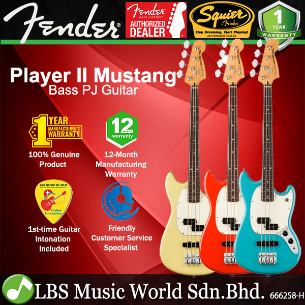 Fender Player II Mustang 4 String Bass PJ Guitar with Rosewood Fingerboard