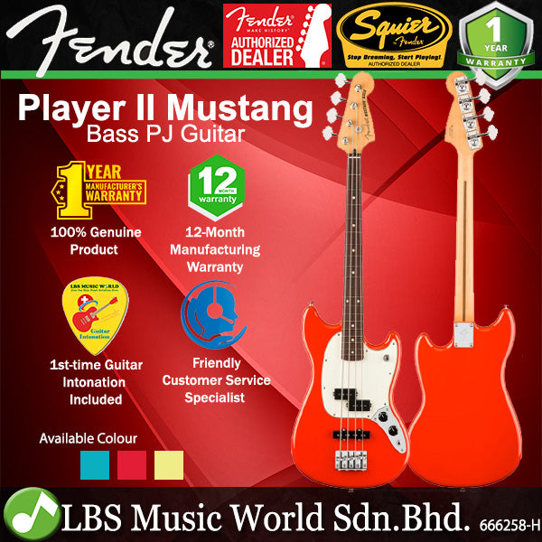 Fender Player II Mustang 4 String Bass PJ Guitar with Rosewood Fingerboard