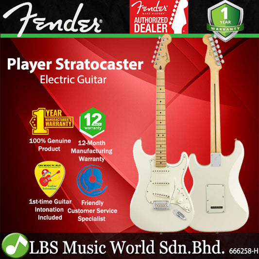 Fender Player Stratocaster Electric Guitar SSS Pickup with Maple Fretboard and Tremolo - Polar White