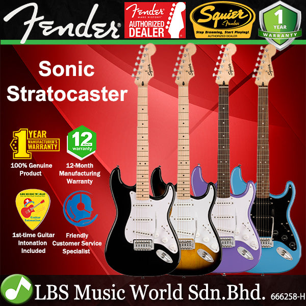 Squier By Fender Sonic Stratocaster Electric Guitar With Ceramic Single Coil Pickup