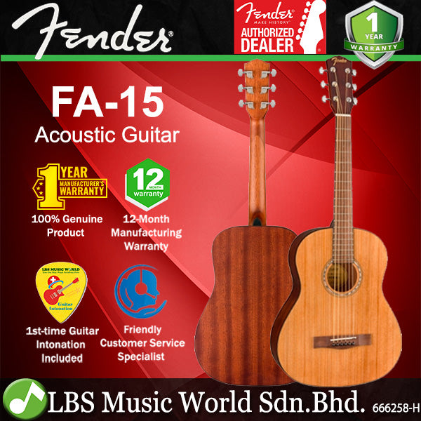 Fender FA-15 3/4 Size Steel String Acoustic Guitar with Bag and Walnut Fingerboard (FA15)