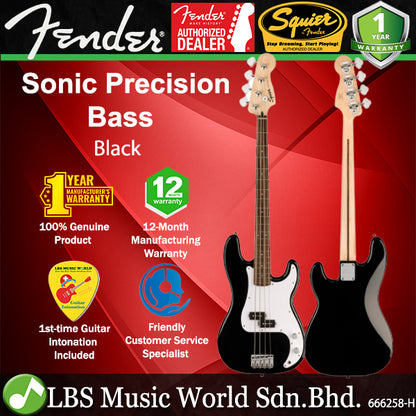 Squier By Fender Sonic Precision 4 String Bass Guitar With Ceramic Split Single Coil Pickup And Maple Fretboard