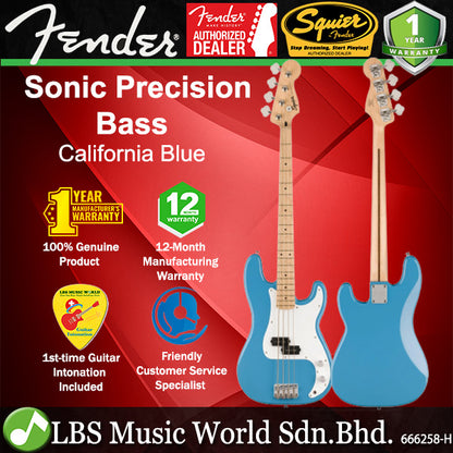 Squier By Fender Sonic Precision 4 String Bass Guitar With Ceramic Split Single Coil Pickup And Maple Fretboard