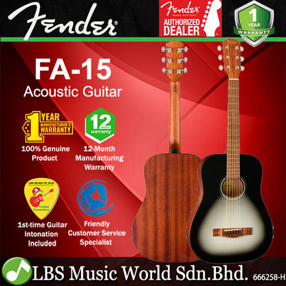 Fender FA-15 3/4 Size Steel String Acoustic Guitar with Bag and Walnut Fingerboard (FA15)