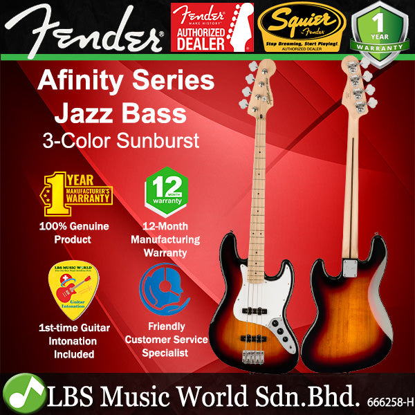 Squier By Fender Affinity Series Jazz 4 Strings Bass Electric Guitar With Ceramic Single Coil