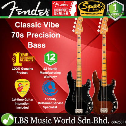 Squier By Fender Classic Vibe 70s Precision 4 Strings Bass Guitar With Alnico Split Coil Pickup and Maple Fretboard