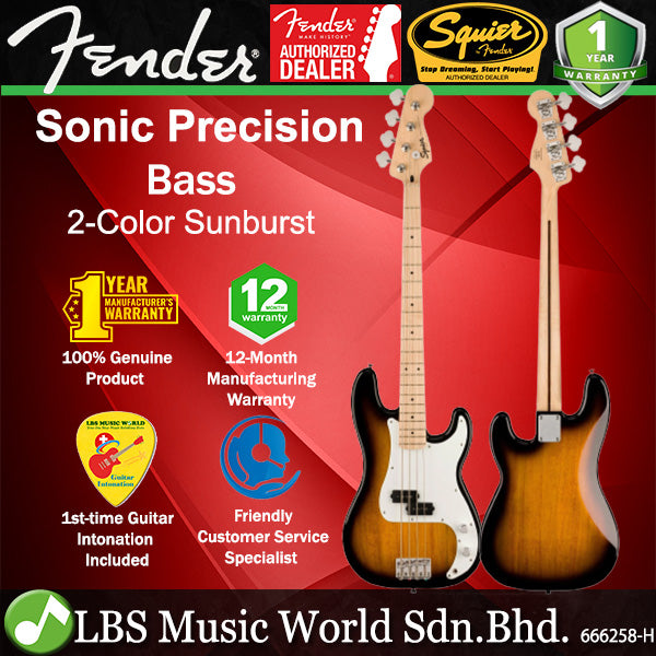 Squier By Fender Sonic Precision 4 String Bass Guitar With Ceramic Split Single Coil Pickup And Maple Fretboard