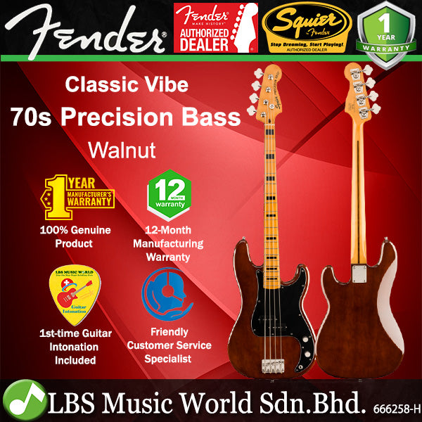Squier By Fender Classic Vibe 70s Precision 4 Strings Bass Guitar With Alnico Split Coil Pickup and Maple Fretboard