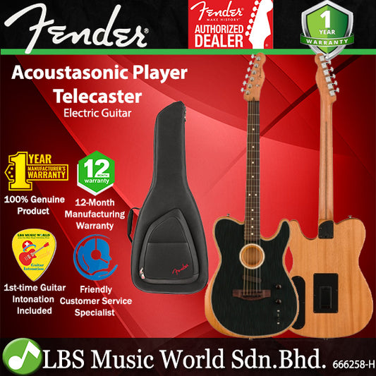 Fender Acoustasonic Player Modified Telecaster Electric Guitar with Gig Bag - Brushed Black