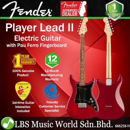 Fender Mexico Player Lead II Electric Guitar with Pau Ferro Fingerboard - Crimson Red Transparent