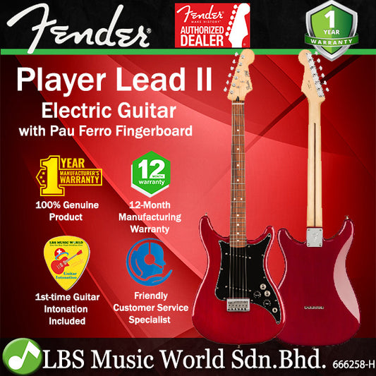 Fender Mexico Player Lead II Electric Guitar with Pau Ferro Fingerboard - Crimson Red Transparent