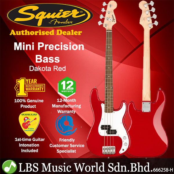Squier by Fender Mini Precision PJ Bass 4 String Electric Bass Guitar Laurel Fretboard