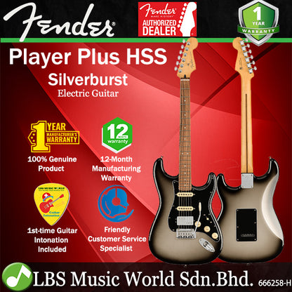 Fender Mexico Player Plus HSS Stratocaster Electric Guitar Pau Ferro Fingerboard - Silverburst