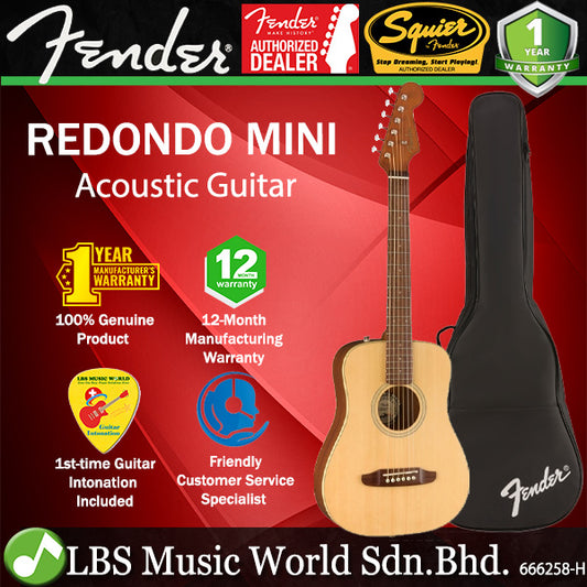 Fender California Redondo Mini Spruce Top Mahogany Back and Side Acoustic Guitar With Gig Bag - Natural