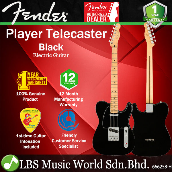 Fender Mexico Player Telecaster Electric Guitar With Maple Fingerboard - Black
